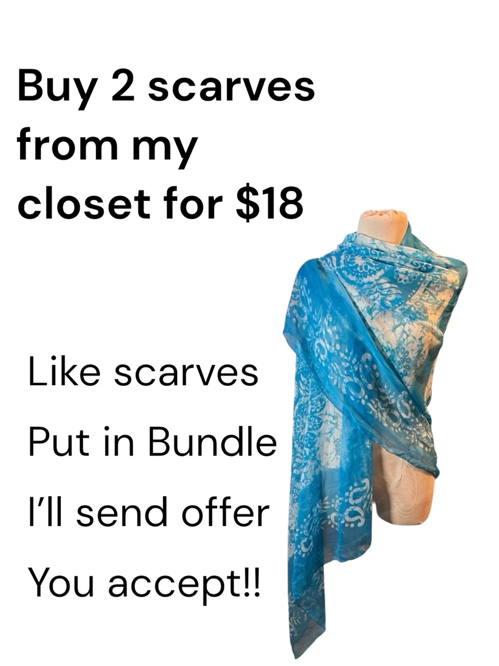 Blue Floral Sheer Scarf Wrap - Lightweight Women's Accessory